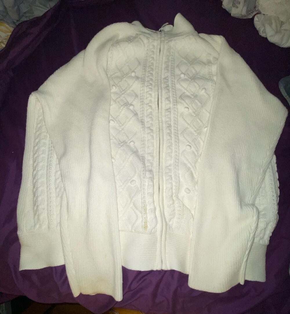 Croft & Barrow White Cable Knit Zip Up Cardigan Sweater